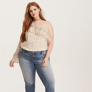 Torrid | Floral Chiffon Ruffled One Shoulder Top